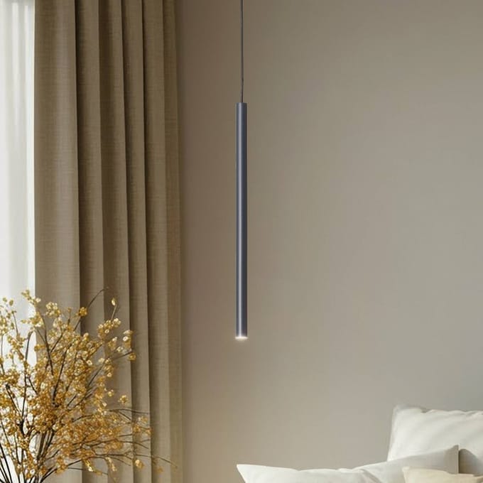 SIGMA Hanglamp Sopel 1, antraciet, 1-lamp, staal, Ø 5 cm