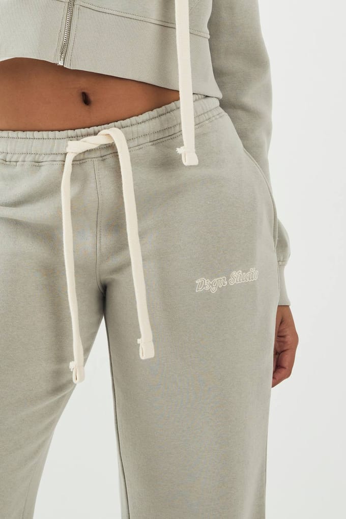 Dames DSGN Studio Contrast Trekkoord Rechte Pijp Jogger | Kaki | Maat: Small