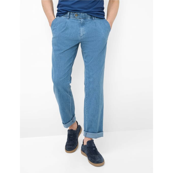Eurex Heren Chino  Style LUIS BLEACHED, denim lichtblauw, maat 52