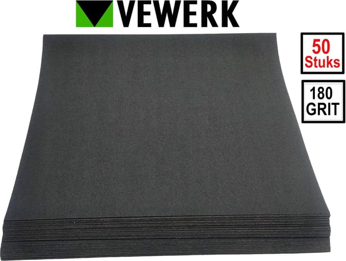 50 Vellen waterproof schuurpapier korrel 180