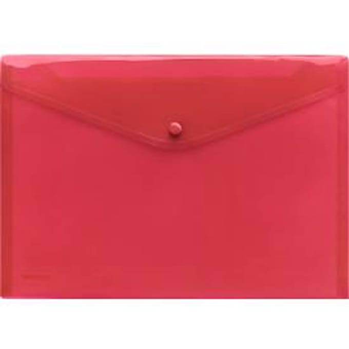 FolderSys documenthoes, A4 liggend, drukknoopsluiting, PP, rood transparant