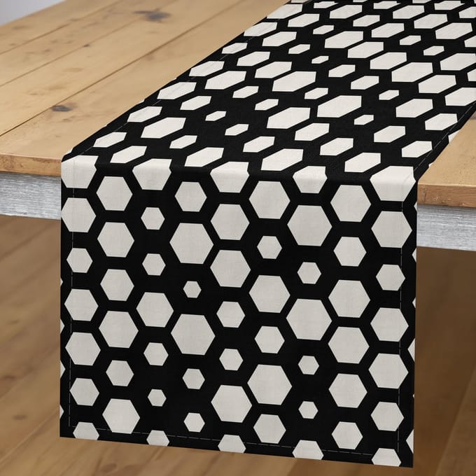 Abakuhaus – Abstracte tafelloper – 40x225 cm – koksgrijs ivoor