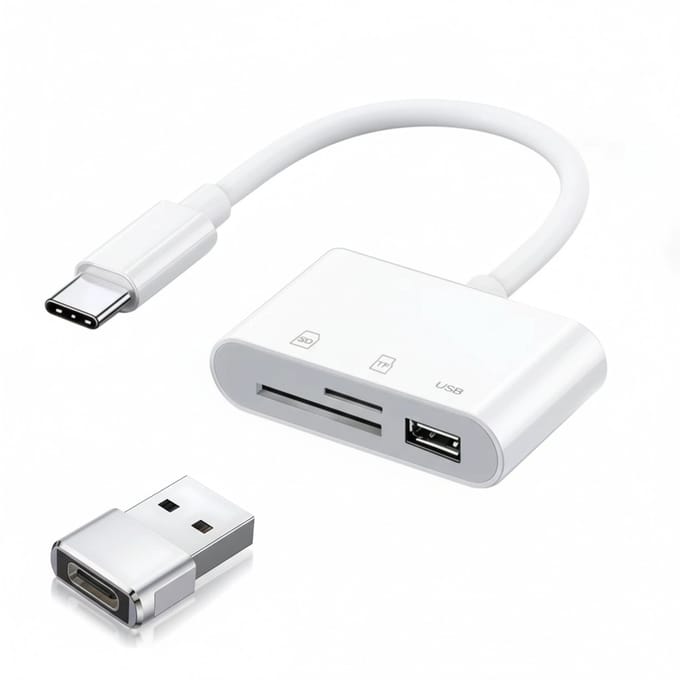 Nereb USB-C/USB Kaartlezer – microSD/SD/TF Card Reader – Met USB-A Adapter