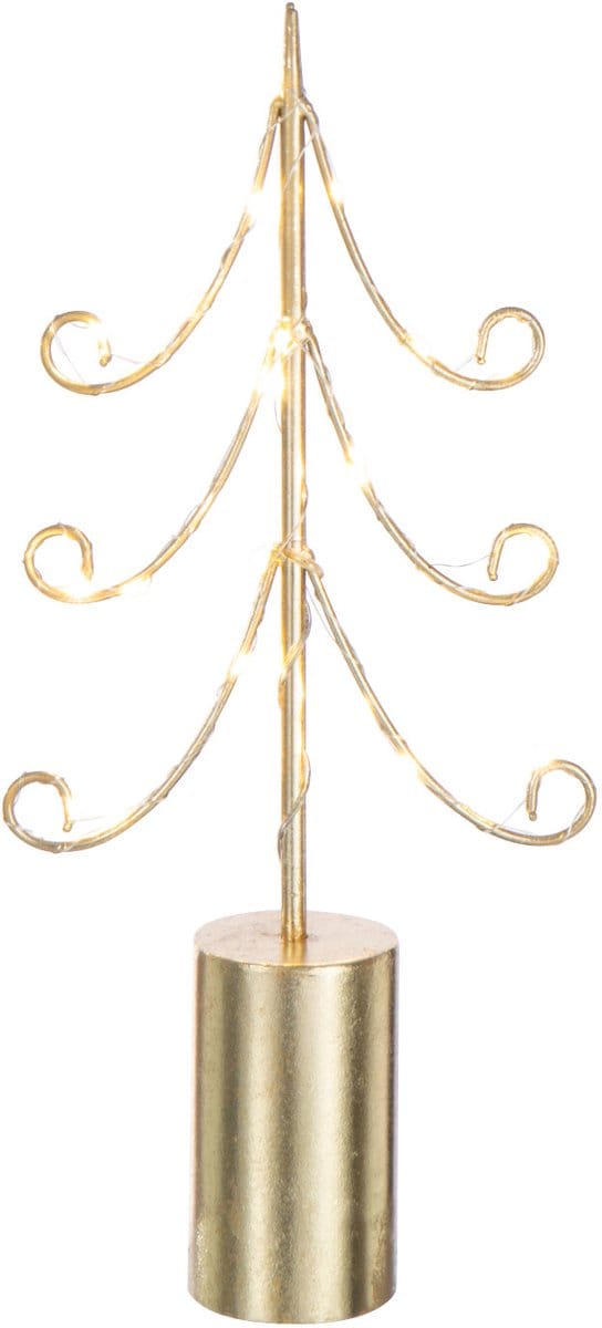 J-Line decoratie Boom - ijzer - goud - small - LED lichtjes