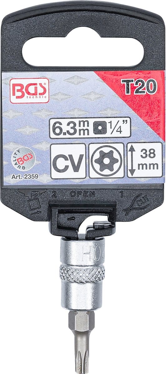 BGS Dopsleutelbit 1/4 Torx met boring T20