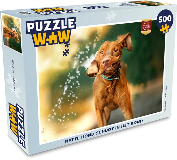 Puzzel Nat - Hond - Water - Legpuzzel - Puzzel 500 stukjes