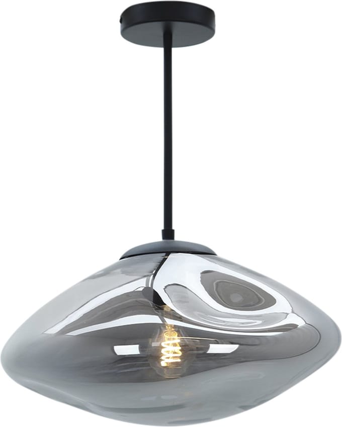 Olucia - EVITA - Plafondlamp - Grijs / Zwart - Vorm: Rond