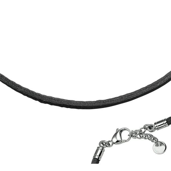Stalen Collier Leer 3 – 53 cm – Zilverkleurig –