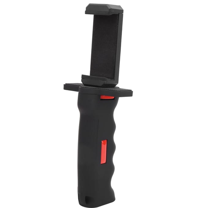 Camera Plastic Handheld Grip Stabilisator Handvat Mount Standaard met Mobiele Telefoon Klem black
