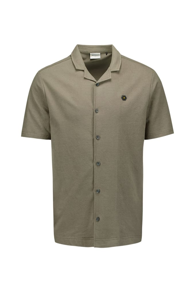 No Excess Shirt Short Sleeve Jersey Revers Collar Solid Terry Dark Mos Größe: S | Casual hemden Outlet | Herren