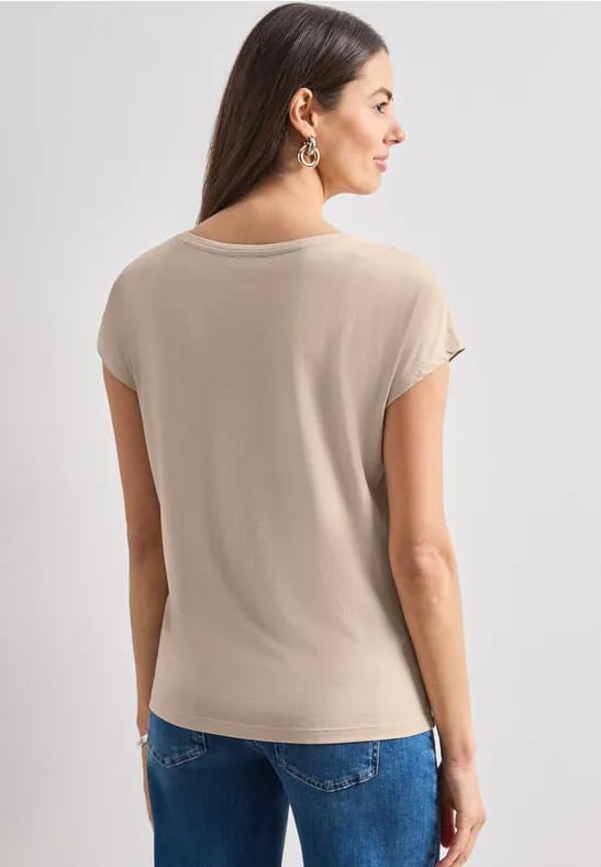 Shirt met ronde hals en losse schouders