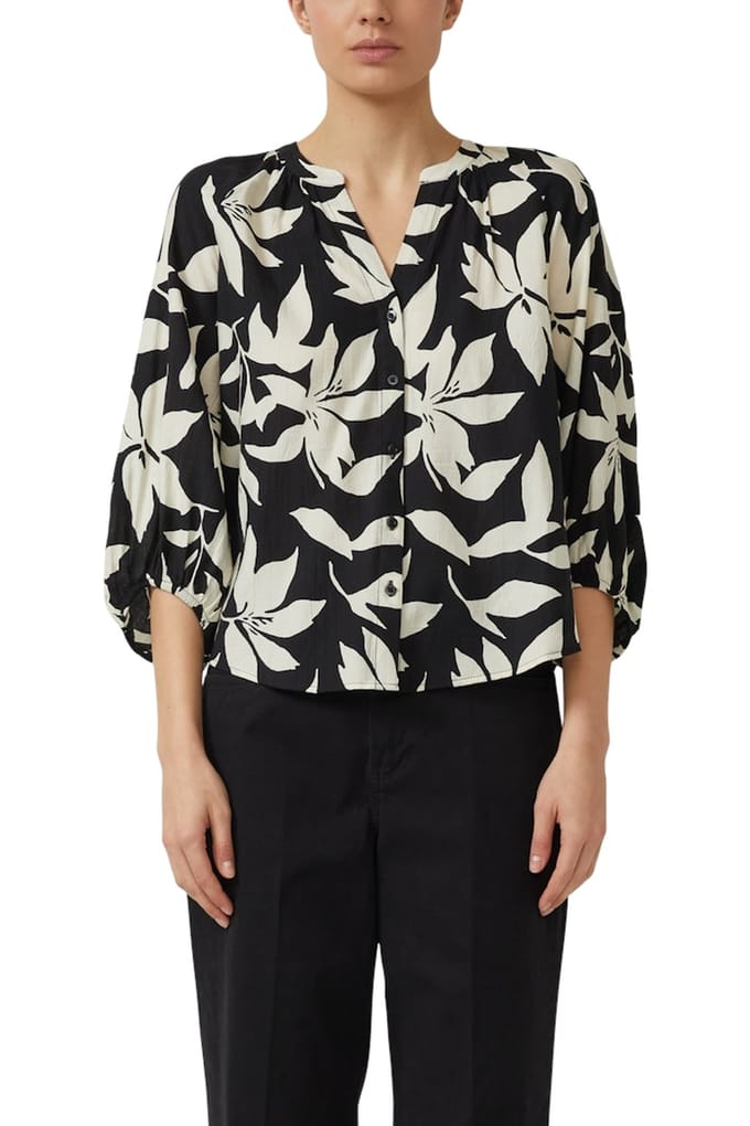 Gestructureerde Viscose Blouse met Plooien en 3/4 Raglan Mouwen Dames s.Oliver