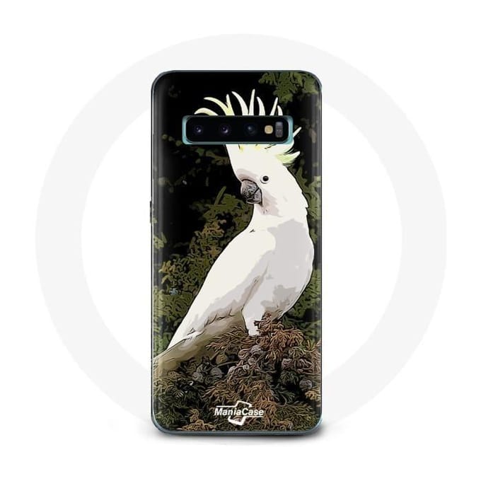Coque pour Samsung Galaxy S10 Plus Cacatoes Perroquets Blanc sur l'arbre