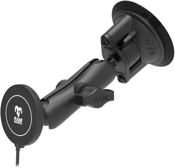 Twist-Lock™ zuignapmontage met Qi2 15W Draadloze oplader