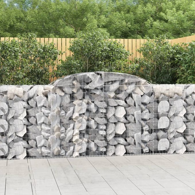 vidaXL - Schanskorven - 2 - st - gewelfd - 300x50x80/120 - cm - ijzer
