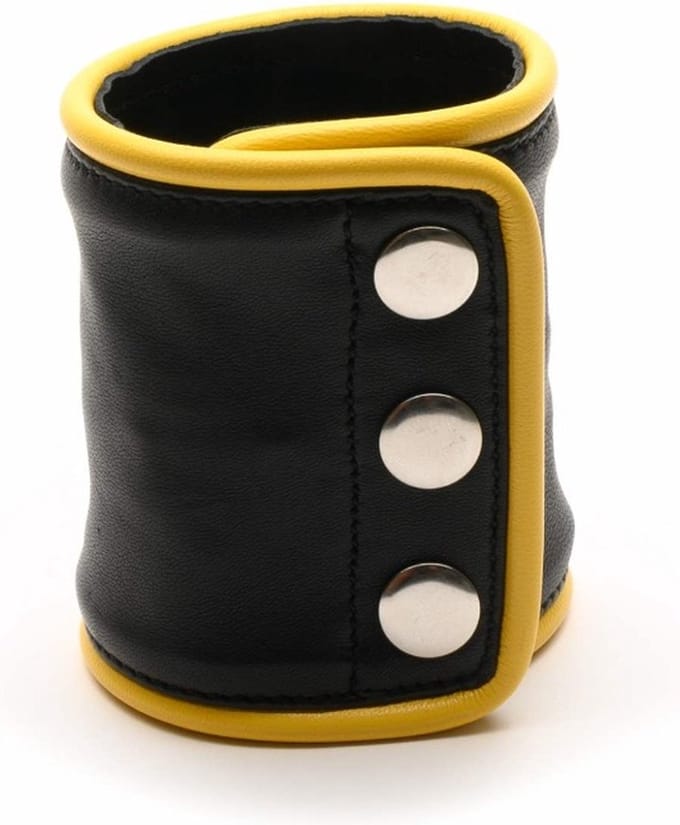 665 Leather - Leren Pols Portemonnee met Rits - Zwart/Geel
