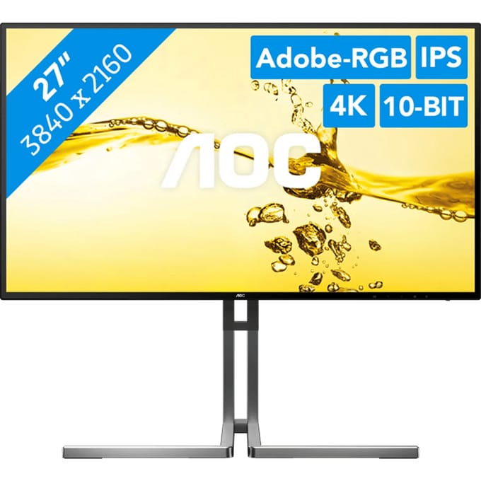 AOC U27U3CV LCD-monitor Energielabel F (A - G) 68.6 cm (27 inch) 3840 x 2160 Pixel 16:9 4 ms DisplayPort, HDMI IPS LCD