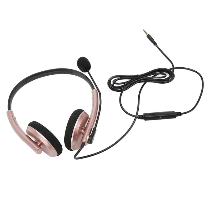 Callcenter Headset Multifunctioneel Stijlvol Geluidsonderdrukkend HD Gesprek Gehoorbescherming Telefoon rosé gouden kleur