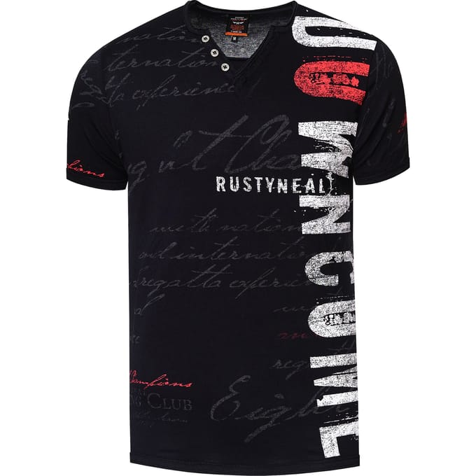 T-shirt met V-hals en logo-print aan de zijkant