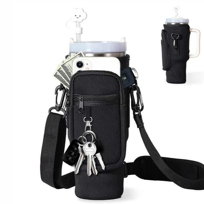 40oz Waterfles Hoes Tas Pouch Met Verstelbare Riemen Multifunctionele Waterzak Houder Fles Draagtas Voor Stanley Cup roze