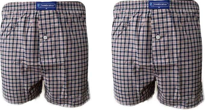 Embrator 2-stuks mannen Boxershort geweven katoen wit/blauw/rood L