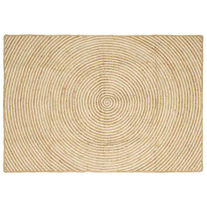 vidaXL - Gebied - Tapijt - Natuurlijk - en - Wit - 140 - x - 200 - cm - Jute