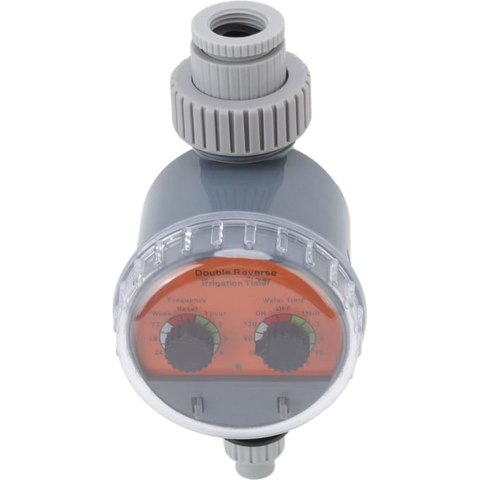 Irrigatietimer Dubbele Wijzerplaat Kogelkraan IP67 Waterdicht Automatische Drukloze Irrigatietimer voor Binnenplaatsen Balkons gray