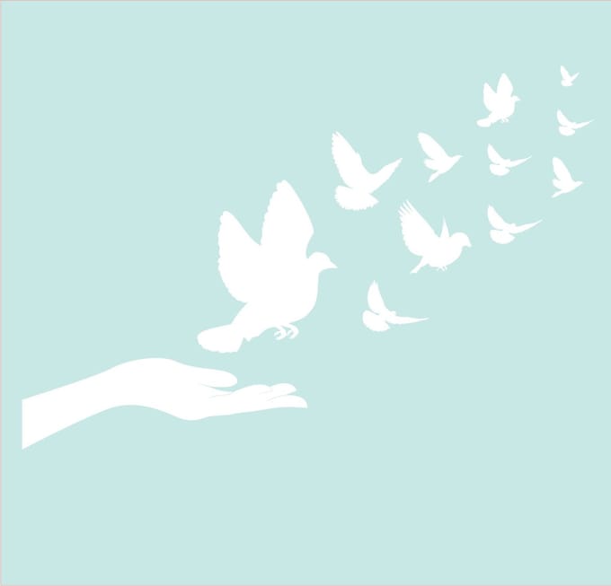 Raam - muur - veranda - sticker Hand met vogels - wall art -