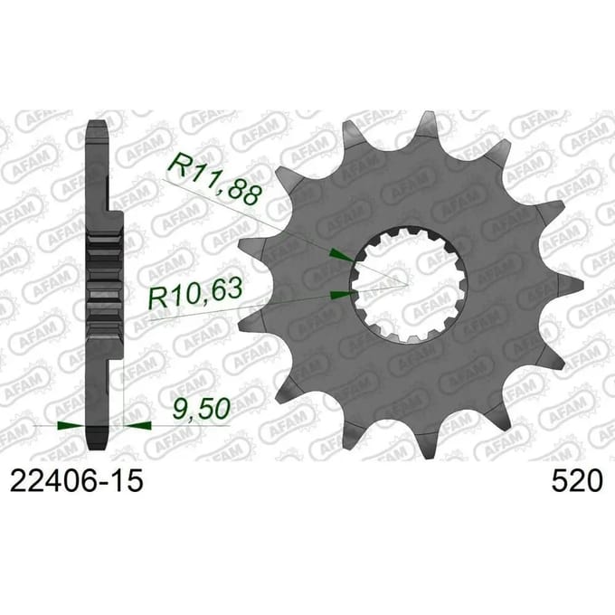 Tandwiel voor motorfiets Afam 520