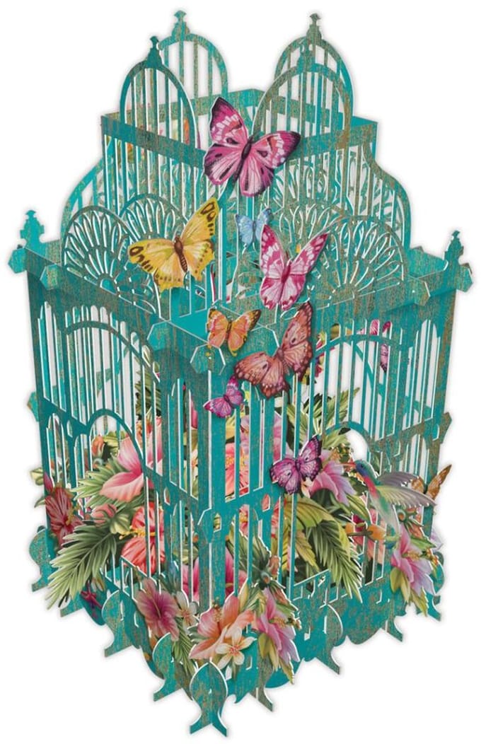 3D Wenskaart Tropical Cage – Luxe Laser Cut Kaart met Envelop