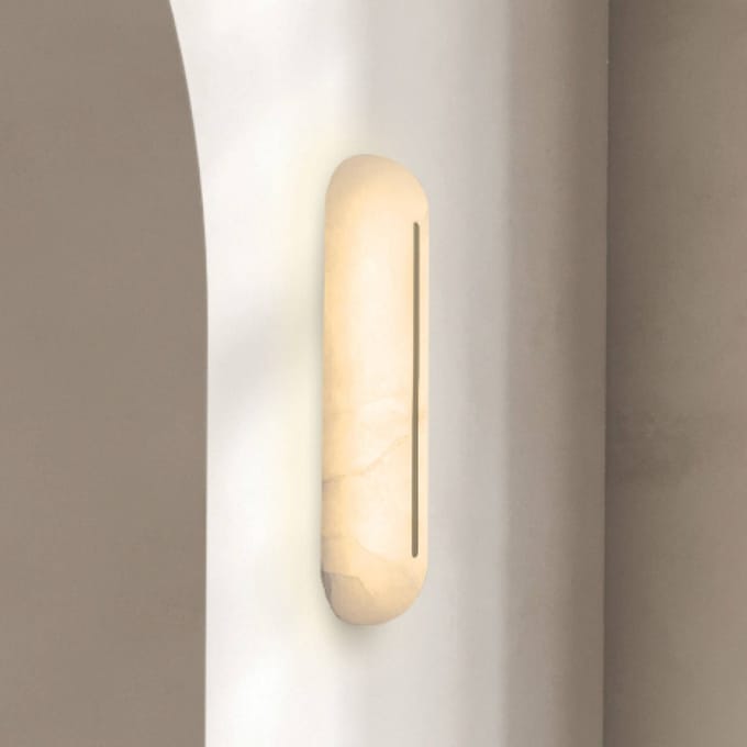 Zambelis LED wandlamp 2546, wit, hoogte 36 cm, albast, dimbaar