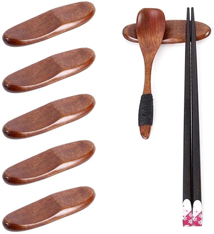 Dailygoods- Eetstokjeshouder 5-delig - Houten Standaard - Japanse