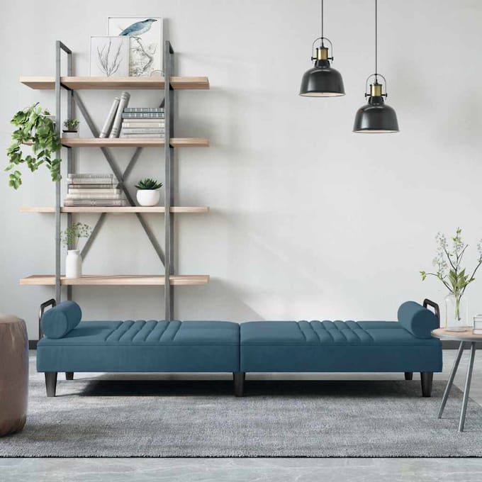 vidaXL - Slaapbank - met - armleuningen - fluweel - blauw