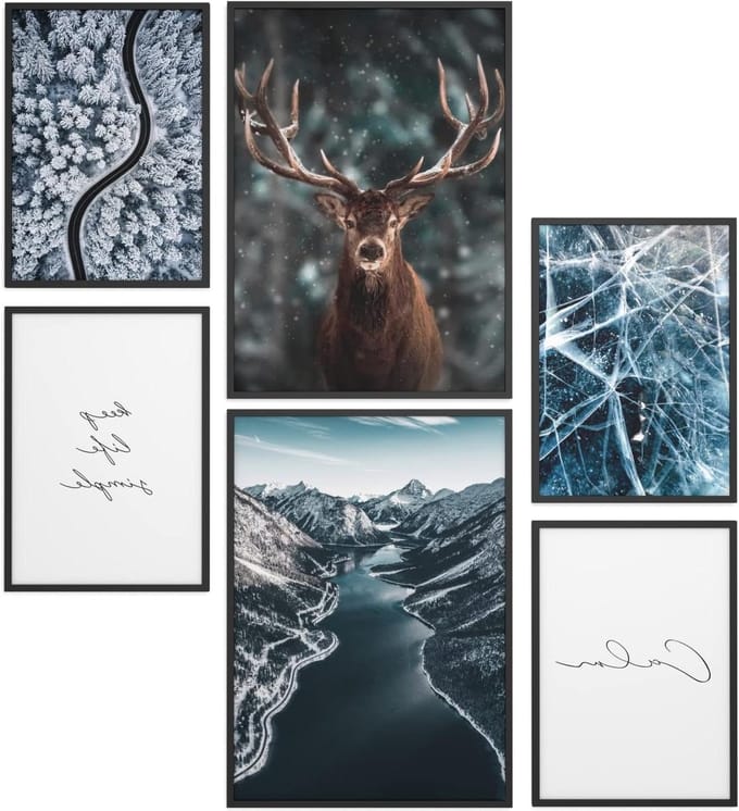 Poster Set - Wanddecoratie Prints - Woonkamer Inrichten - Set van 6 - 2x A3 4x A4 - Blauw