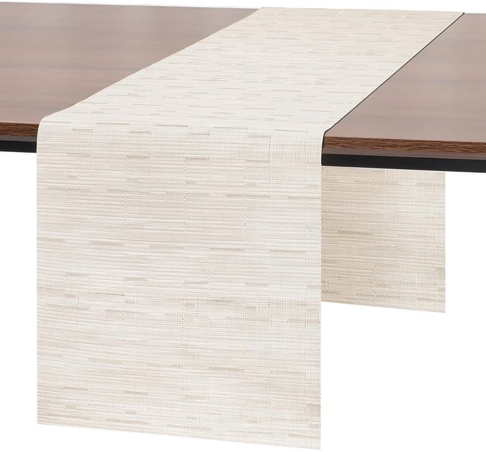 Tafelloper - Modern PVC afwasbaar - Voor buiten - Beige