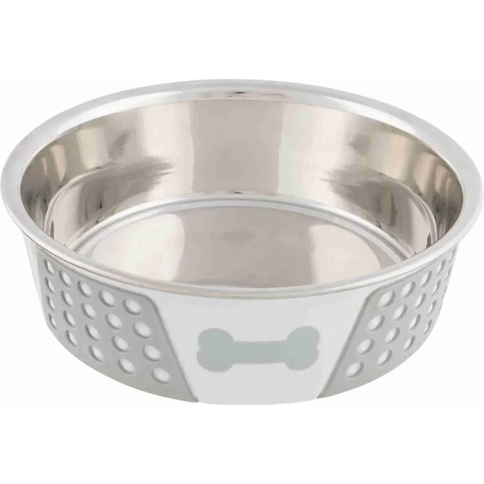 Trixie Bowl stainless steel/silicone 1.4 l/ø 21 cm white/grey