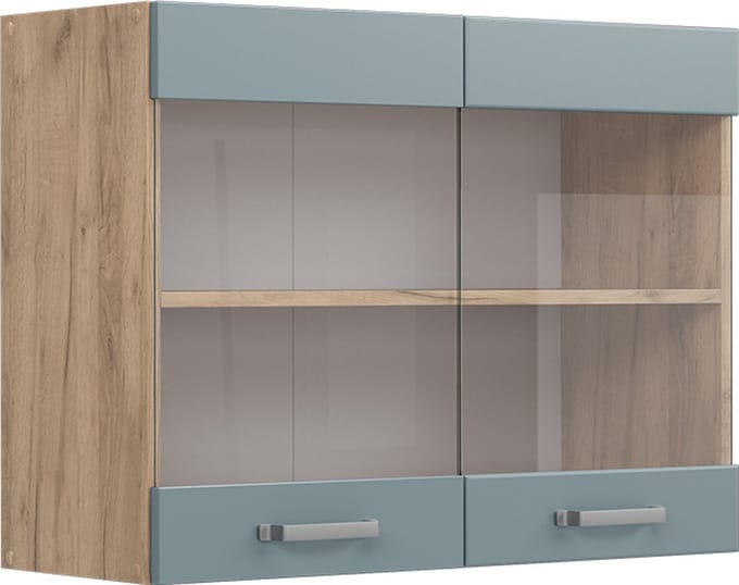 Vicco R-Line Glazen keukenkast – 80 cm Blauw-grijs