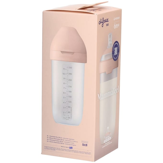Difrax LOVI Babyfles Dynamisch - Mammafeel - 330 ml - Roze - 1 Stuk