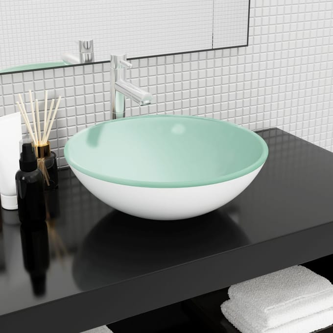 vidaXL - Wasbak - 42x14 - cm - gehard - glas - wit