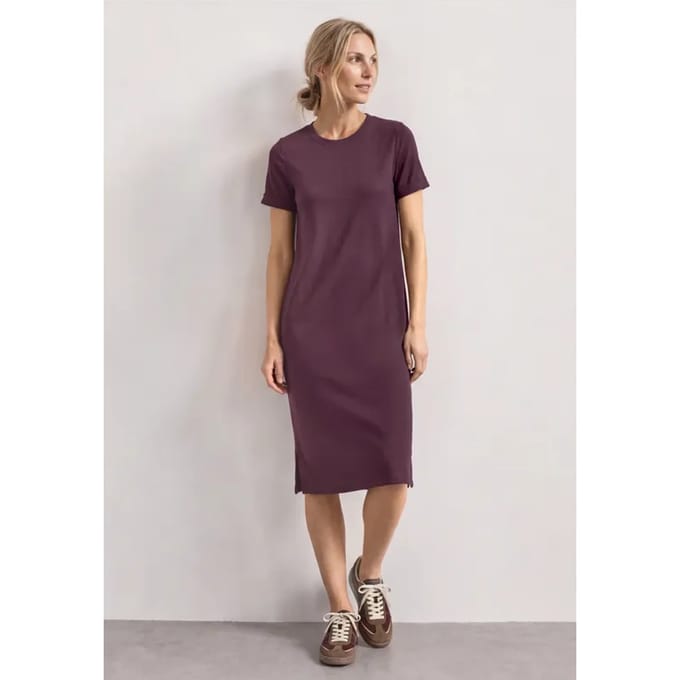 Midijurk met ribbelstructuur en ronde hals