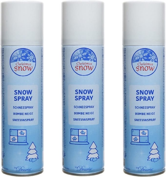 Decoris Sneeuwspray - 3x stuks - bus 150 ml - wit - milieuvriendelijk - ECO - spuitsneeuw - sneeuwversiering