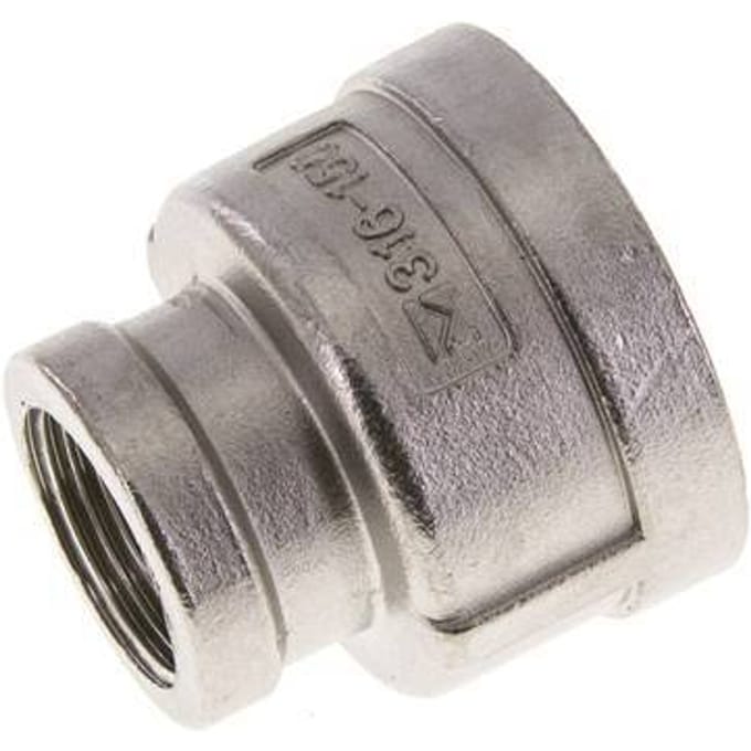 1 1/4'' NPT x 3/4'' NPT RVS Ronde Sok 16 Bar