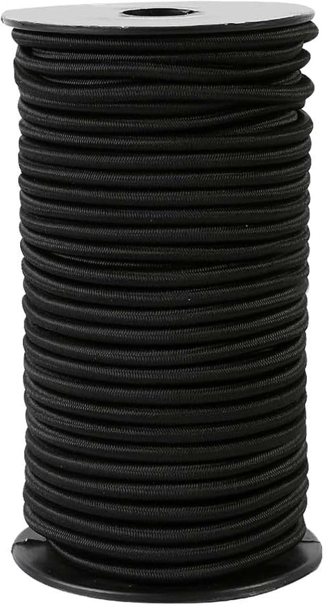 Elastisch Koord - Bungee Touw - Bevestigen & Knutselen - Langdurig Sterk - 3/16" x 100ft - Zwart