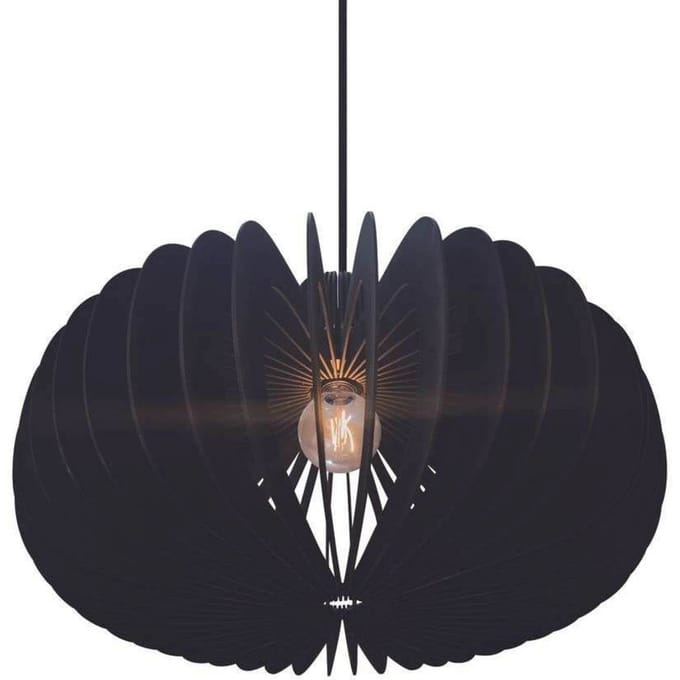 Nordlux Hanglamp Hazo, Ø 65 cm, zwart, hout