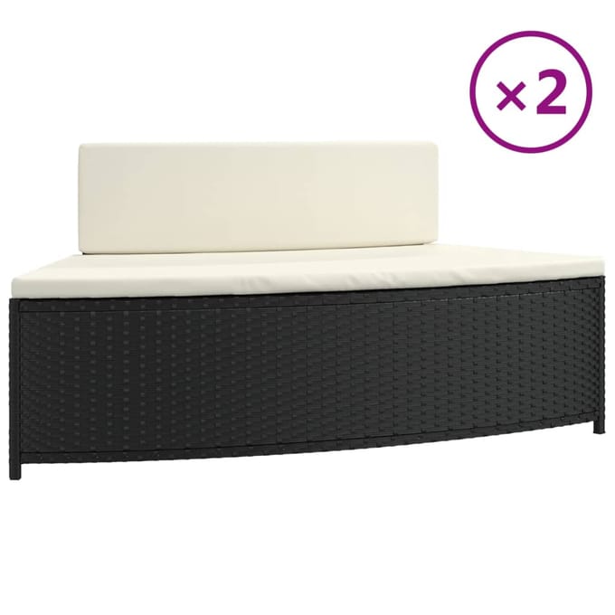 vidaXL - Spa-bankjes - met - kussens - 2 - st - poly - rattan - zwart