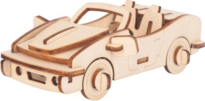 Houten bouwpakket van een Sportauto