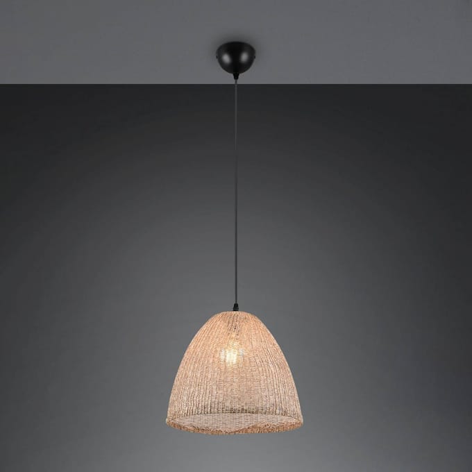 Reality Leuchten Hanglamp Kibito, crème, Ø 32 cm, textiel, E27