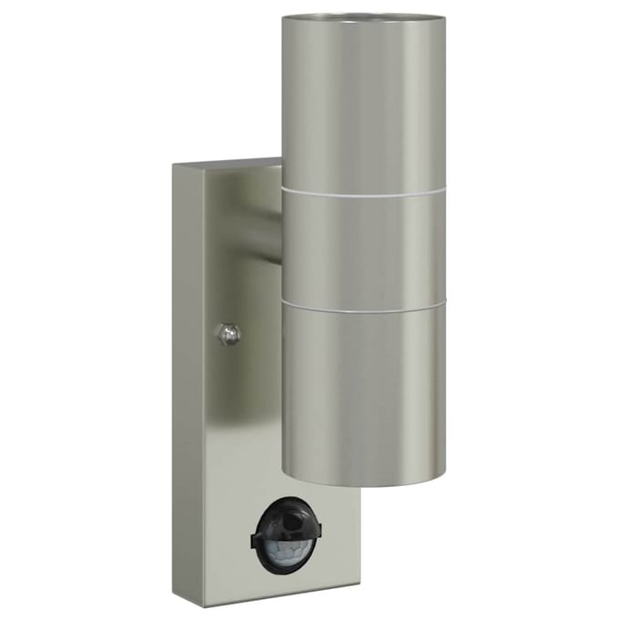 vidaXL Buiten Wandlamp Zilver 7 x 10 x 22 cm RVS en Glas