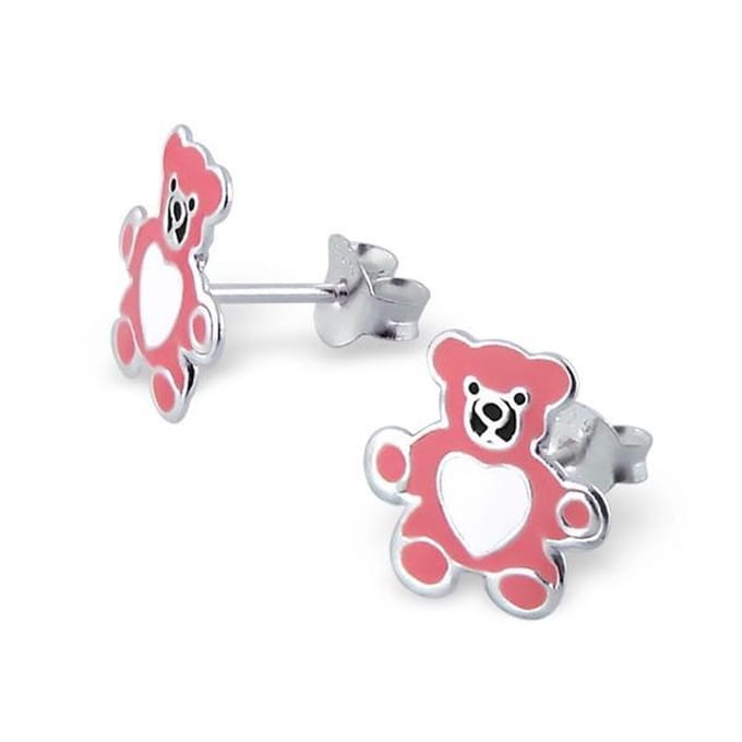 Princess Oorbellen Fluffy - 925 Zilver E-coating - Beertje / Dier - ∅11mm