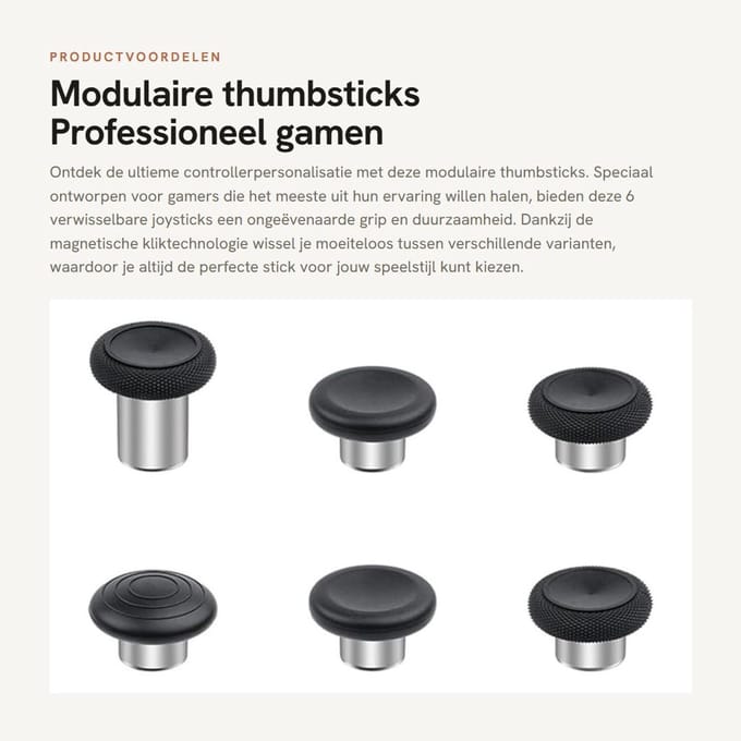 Dailygoods- Thumbsticks modulaire magnetische set - 6 verwisselbare joysticks - antisliprubber - professionele gamingcontrollers - verbeterde gripduurzaamheid - voelbare feedback